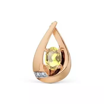 Подвеска с цитрином и фианитами Линии Любви