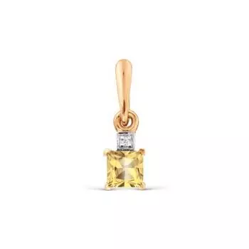 Подвеска с цитрином и фианитом Линии Любви