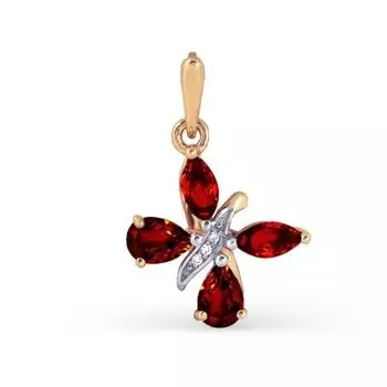 Подвеска с гранатами и фианитами Линии Любви