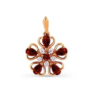 Подвеска с гранатами и фианитами Линии Любви