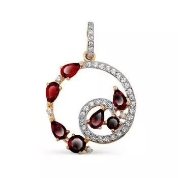 Подвеска с гранатами и фианитами Линии Любви