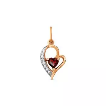 Подвеска с гранатом и фианитами Линии Любви