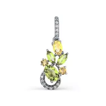 Подвеска с хризолитами, цитринами и фианитами Линии Любви