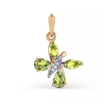 Подвеска с хризолитами и фианитами Линии Любви