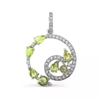 Подвеска с хризолитами и фианитами Линии Любви