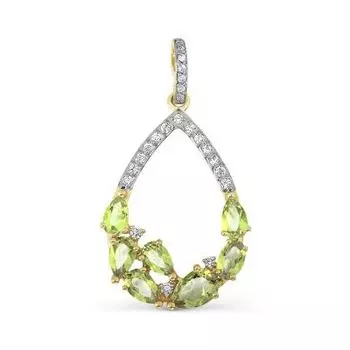 Подвеска с хризолитами и фианитами Линии Любви