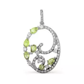 Подвеска с хризолитами и фианитами Линии Любви