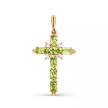 Подвеска с хризолитами и фианитами Линии Любви