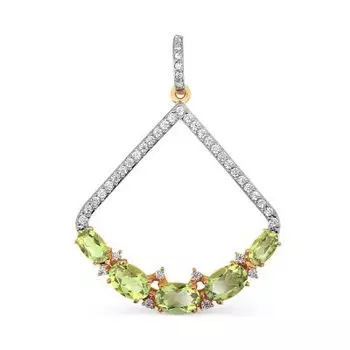 Подвеска с хризолитами и фианитами Линии Любви