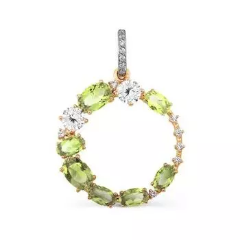 Подвеска с хризолитами и фианитами Линии Любви