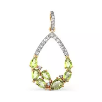 Подвеска с хризолитами и фианитами Линии Любви