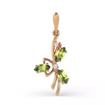 Подвеска с хризолитами и фианитами Линии Любви