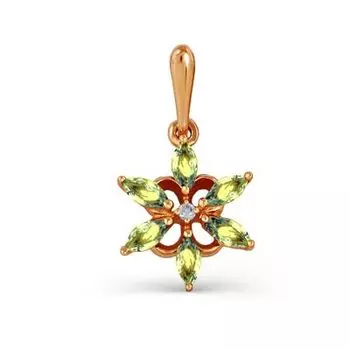 Подвеска с хризолитами и фианитом Линии Любви