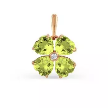 Подвеска с хризолитами и фианитом Линии Любви