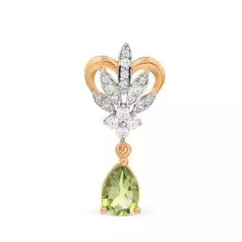 Подвеска с хризолитом, фианитами и фианитами Premiums Линии Любви