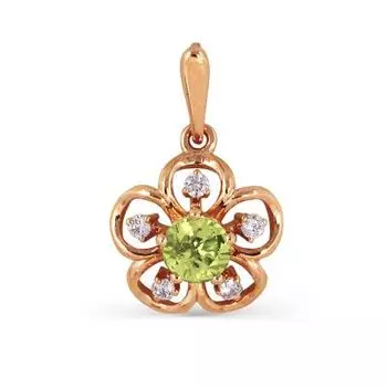 Подвеска с хризолитом и фианитами Линии Любви