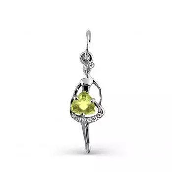 Подвеска с хризолитом и фианитами Линии Любви