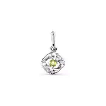 Подвеска с хризолитом и фианитами Линии Любви
