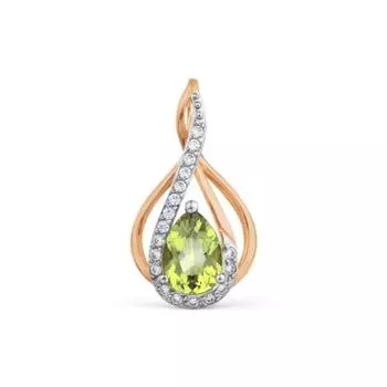 Подвеска с хризолитом и фианитами Линии Любви