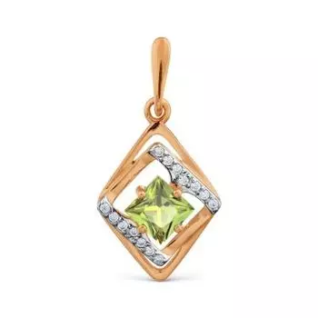 Подвеска с хризолитом и фианитами Линии Любви