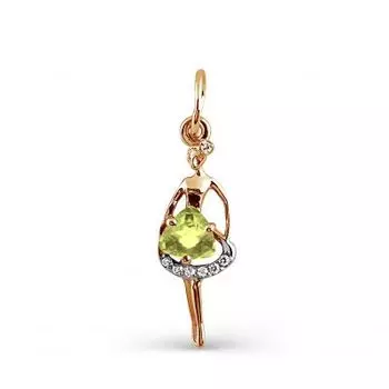 Подвеска с хризолитом и фианитами Линии Любви