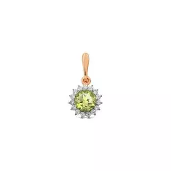 Подвеска с хризолитом и фианитами Линии Любви