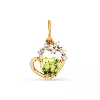 Подвеска с хризолитом и фианитами Линии Любви