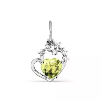 Подвеска с хризолитом и фианитами Линии Любви