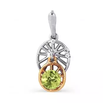 Подвеска с хризолитом и фианитами Линии Любви