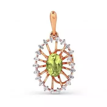 Подвеска с хризолитом и фианитами Линии Любви