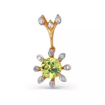 Подвеска с хризолитом и фианитами Линии Любви