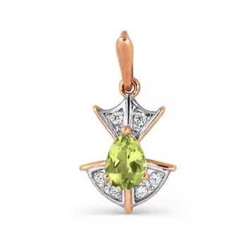 Подвеска с хризолитом и фианитами Линии Любви