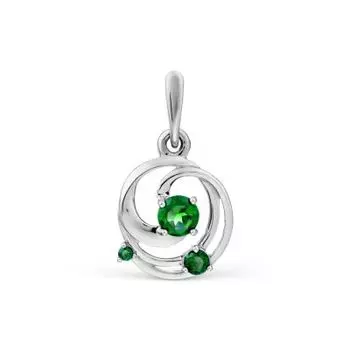 Подвеска с изумрудами искусственными Линии Любви