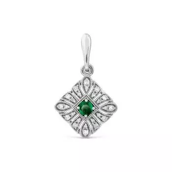 Подвеска с изумрудом и бриллиантами Линии Любви