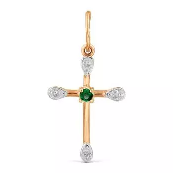 Подвеска с изумрудом и бриллиантами Линии Любви