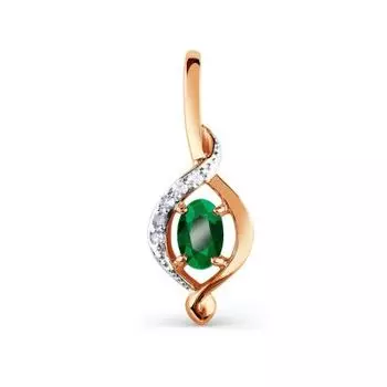 Подвеска с изумрудом и бриллиантами Линии Любви