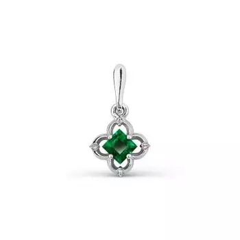 Подвеска с изумрудом и бриллиантами Линии Любви