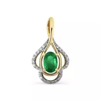 Подвеска с изумрудом и бриллиантами Линии Любви
