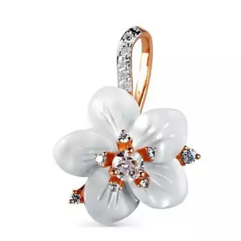 Подвеска с перламутром и фианитами Линии Любви