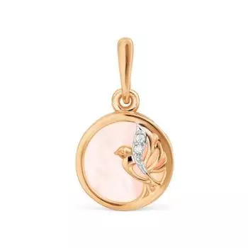 Подвеска с перламутром и фианитами Линии Любви