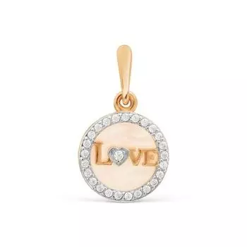 Подвеска с перламутром и фианитами Линии Любви