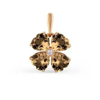 Подвеска с раухтопазами и фианитом Линии Любви