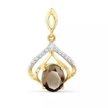 Подвеска с раухтопазом и фианитами Линии Любви