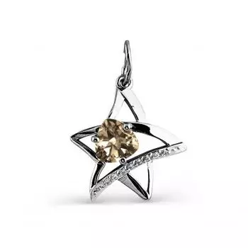 Подвеска с раухтопазом и фианитами Линии Любви