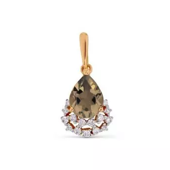 Подвеска с раухтопазом и фианитами Линии Любви