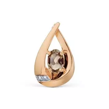 Подвеска с раухтопазом и фианитами Линии Любви