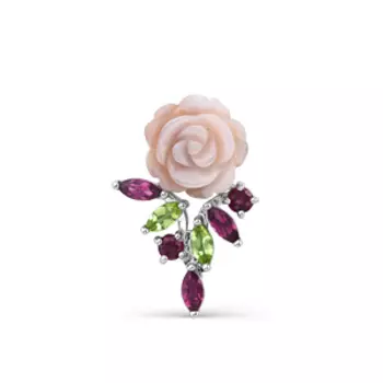 Подвеска с родолитами, хризолитами и перламутром Линии Любви