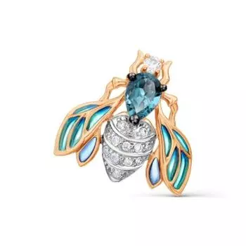 Подвеска с топазом, эмалью и фианитами Линии Любви