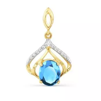 Подвеска с топазом и фианитами Линии Любви
