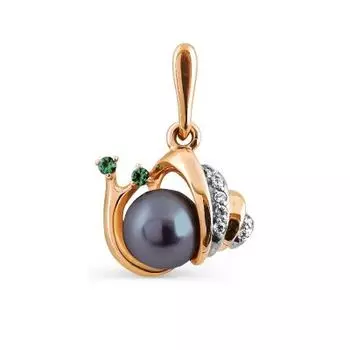 Подвеска с жемчугом и фианитами Линии Любви